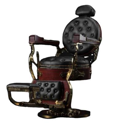 China AGS Antique Black And Gold Barber Chairs High End Barber Chair For Barber Shop Furniture for sale