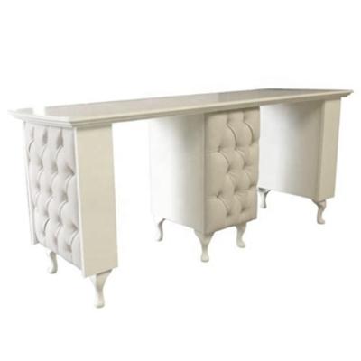 China Customized modern double seat white color nail table for nail salon furniture manicure for sale