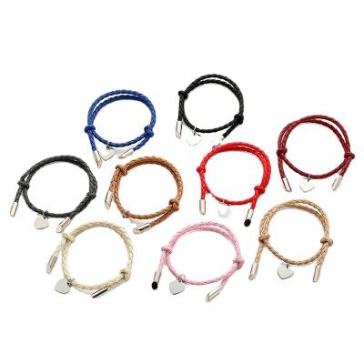 China Hot Selling Romantic Simple Handmade Heart Bracelet Adjustable Couples Men And Women Hand Rope Student Girlfriends Bracelet for sale