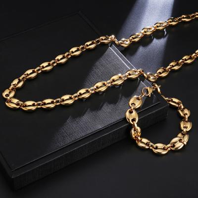 China Retro Classic Europe and America Stainless Steel Necklace Coffee Bean Titanium Steel Necklace Jewelry for sale