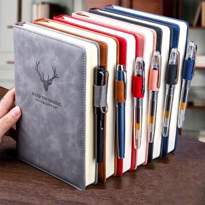 China High Quallity Leter Custom Planner Organizer Notebooks Daily Weekly Schedule Monthly School Office Hardcover A5 PU Leather Notebook with Pen for sale