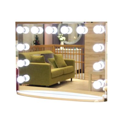 China Hollywood Lighted Mirror Dimmable With Large LED Bulbs Makeup Vanity Mirror for sale