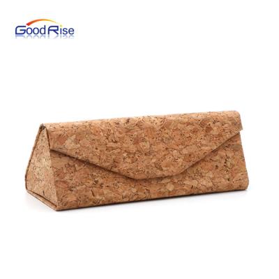 China Cheap Bamboo Sunglass Packing Glasses Case Wooden Boxes Cork Triangle Sunglasses Cases Glass Sunglass Cases for sale