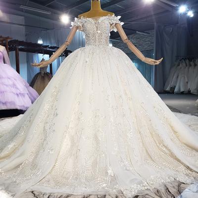 China 2021 New High Fashion Anti-wrinkle Lace Mesh Flower High Waist Bandage Tow Luxury Wedding Dress Long SOO23F for sale