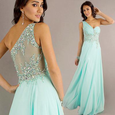 China S390A New Anti-wrinkle Chiffon Custom Made Rhinestone Bridesmaid Dress 2021 Long Round Neck for sale