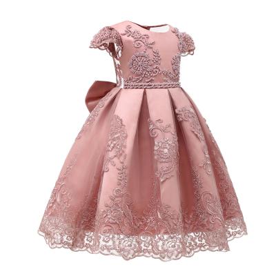 China S487F New Girls Lace Beading Sleeveless Performance Handmade Birthday Short Wedding Dresses for sale