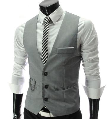 China S0081A 2021 New High Quality Wholesale Slim Men's Vest Fashion Reversible V-Neck Business Solid Color Vest Men's Vests for sale