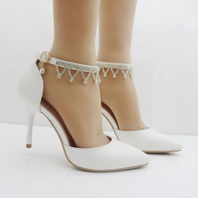 China S709F 9cm Lighted Stiletto Pointed White Rhinestone Bracelet Shoes Wedding Women for sale