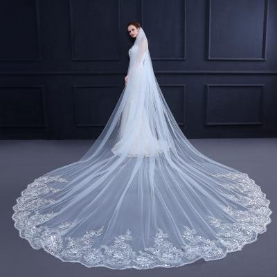 China Soft Touch S381 3M Long White /Ivory Lace Trim Wedding 2021 Bridal With Comb Long Bridal Veil Veils for sale