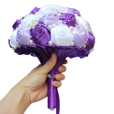 China New Hot-selling Romantic Wedding Decoration S272F Bridal Ribbon Roses Wedding Bridesmaid Bouquets for sale