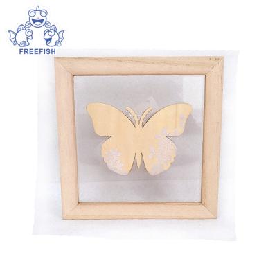 China Decorative Photo Frames Picture Frames Made of Solid Wood and Glass with Gold Wall Mount Photo Frame Butterfly Display Pictures for sale