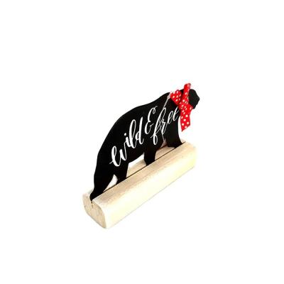 China Africa Place Wooden Low Card Holder, Metal Bear Shape Desk Decoration for Party Decoration Wedding Home Favors for sale