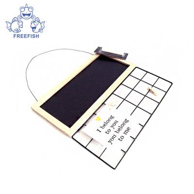 China Mini Wall Bulletin Boards Chalkboard Wooden View Blackboard With Wire Message Display For Home Decoration for sale