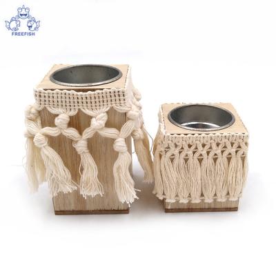 China Home Decor Rustic Wooden Candle Holders, Natural Scape Candle Set, 2 Decorative Candle Holders for sale