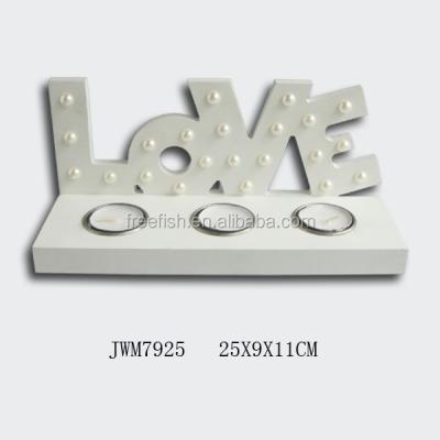 China Decoration love wooden wooden candle holder for sale