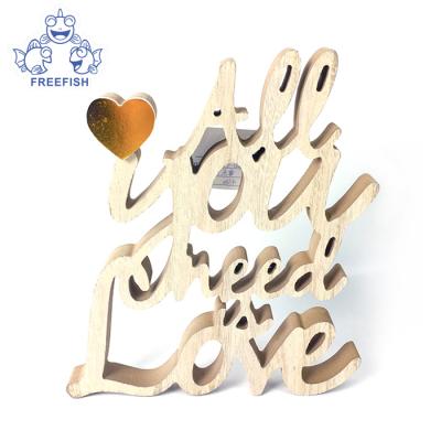 China Custom Unique Laser Cut 3D Wooden Word Stand, Wooden Letters Wedding Stand Sign Holder Figure Decor Wedding Gift Home Decoration for sale