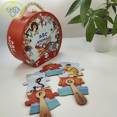 China Cartoon Educational Toy Customized 82 Letter Jigsaw Puzzle Development Paper Environmental Protection Puzzle Set Box Storage Box for sale