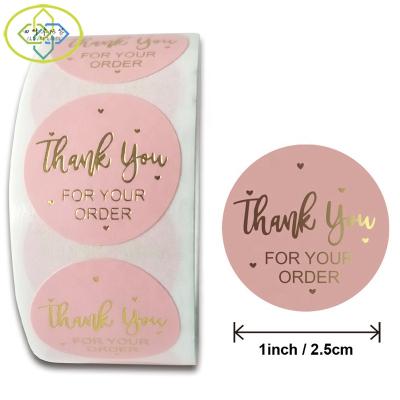 China Scratch- 500 PCS Per Roll 1.5 Inch Rose Gold Foil Thank You Custom Aesthetic Adhesive Stickers for sale