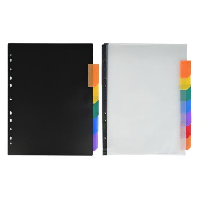 China PP Customized wholesale A5/A4 Transparents File Binder Color Tab Dividers Plastic Loose-leaf Index Divider office&school stationery for sale