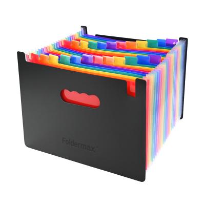 China school & Colorfuel 24 Color Pockets Plastic 24 Color Expanding Pockets Expandable File Organizer A4 Folder Letter Size PP With Handle for sale