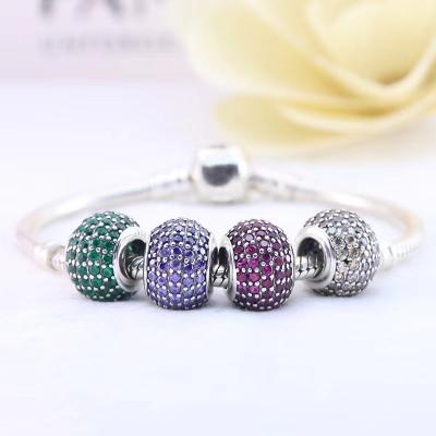 China Original Color S925 Charm Logopanadoraers Women Kids Full Diamond Zircon Beads Fit CLASSIC Hot Silvery Green Bracelet for sale