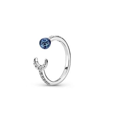 China CLASSIC Hot Silver Series S925 Blue Star Ring Earth And Moon Ring With Original Women Gift Set Jewelry Ale Custom Logo DIY for sale