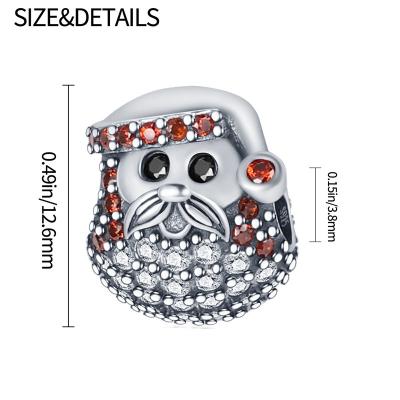 China New S925 cute silver platedSanta Claus with diamond charm DIY Christmas outfits DIY designer jewelry kids jewelry bracelet necklace for sale