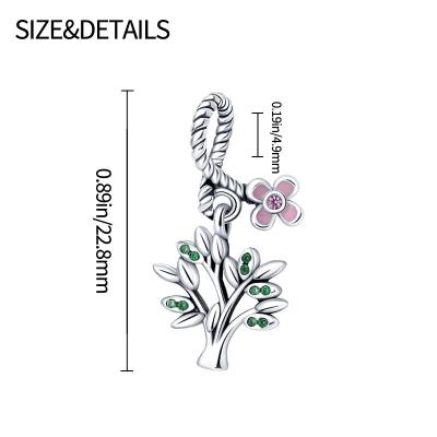 China Hot Cute Designer Jewelry DIY S925 Silver Plated Charm For Women Magic Dangle Bangle Flower Tree Kids Jewelry for sale