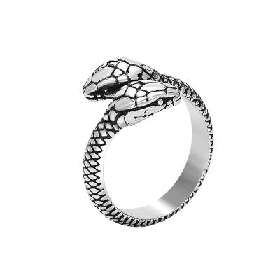 China Hiphop Zsun Mens Stainless Steel Jewelry VINTAGE Amphisbaena Snake Ring Non Fading Hip Hop Cock Rings For Men Party Gift Hot Selling for sale