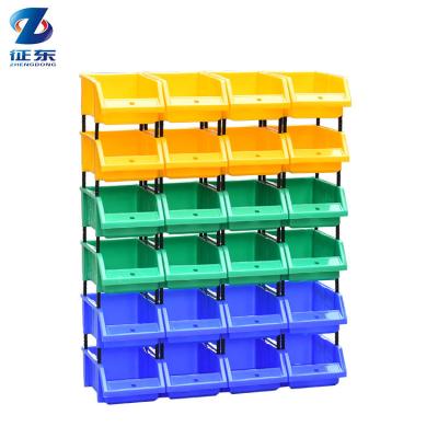 China Modern Hot Sale Warehouse Parts Organizer Blue Nest Plastic Stack Storage Stacking Front Bins Stacked Bin Open for sale