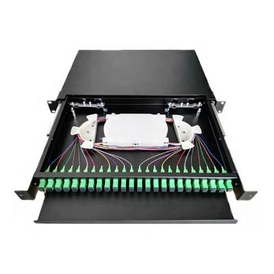 China Wholesale High Quality Optical Type Fiber Optic Patch Panel ODF SC APC 24 Draw Fiber Optic Equipment Slide Type Ports for sale