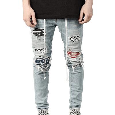 China Wholesale Design Customized High End Mens Factory Jeans QUICK DRY Ripped Jeans Small Slim Fit Feet Men OEM Customized for sale