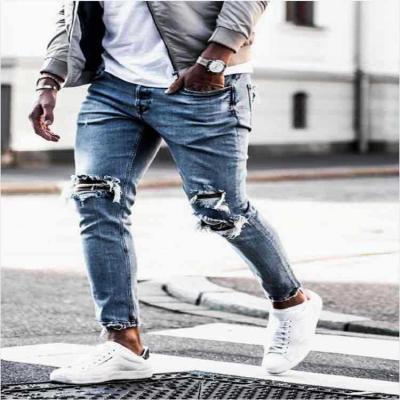 China High-end men's factory jeans ripped jeans slim fit men's pants custom design wholesale QUICK DRY for sale