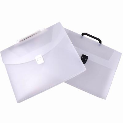 China Office School File Bags PP Plastic Transparent File Box Folder A4 Office Storage Organ Bag Lock Can Carry File Bag Briefcase for sale