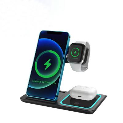 China Fast Qi Wireless Charger 3 in 1 Charging Station Dock Compatible for iPhone 15W with Apple Watch Series 6/5/4/3/2/AirPods for sale