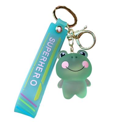 China Fashionable Cute Animal Bear Rainbow Color Acrylic Doll Keychain Frog Key Chain For Car Bag Pendant for sale