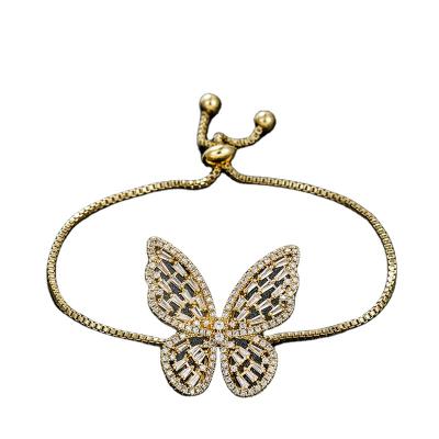 China CLASSIC Bohemian Shining Butterfly Crystal Adjustable Women Bracelet Butterfly Rhinestone Tennis Bracelet for sale