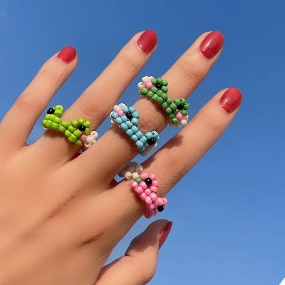 China Rice Creative Pastoral Style BOHEMIA Holiday Frog Ring Clavicle Necklace Jewelry Frog Weave Ring for sale