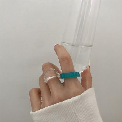 China Small BOHEMIA Flower Temperament Set Ring Hot Selling Single Female Two-piece Resin Ins Clear Acrylic Ring for sale