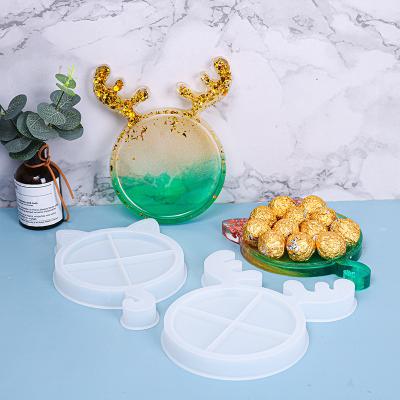 China Antlers Cat Tray Silicone Molds Cute Funny Crystal Epoxy Molds Handmade Christmas from Europe for sale