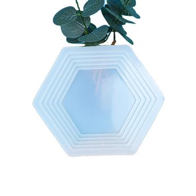 China Europe DIY Crystal Epoxy Step Tray Silicone Mold Six Sides Triangle Stage Tray Mold for sale