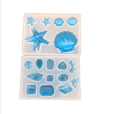 China Crystal Rubber Crystal Hanging Glue Ashtray Mold Ocean Starfish Shell Glue Drop Silicone Diy Package for sale