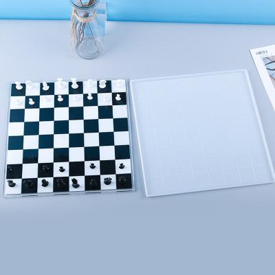 China Viable Chess Checkerboard Mold Epoxy Resin DIY Handmade Mirror Silicone Resin Molds Amazon Hot Selling for sale