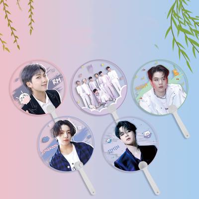 China Wholesale KPOP South Korean Idol Goods Printed Bangtan Boys Card Of The Soul The Best Hand Fan Plastic Fan for sale