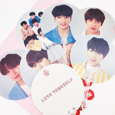 China South Korean Bangtan Boys Wholesale KPOP Idol Printed Goods Love Each Other Bangtan Boys Hand Fan Plastic Fan for sale