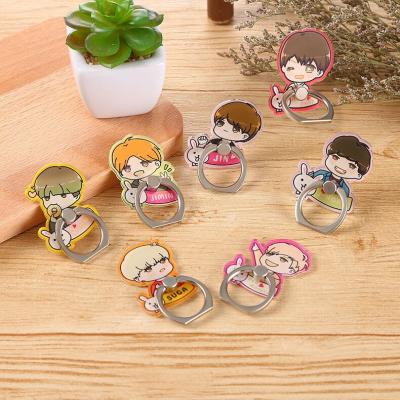 China Bangtan Boys Universal Wholesale Goods Kpop Idol Bracket Phone Holder Cute Cartoon Bedroom Ring Stand Phone Bangtan Boys Phone Holder for sale