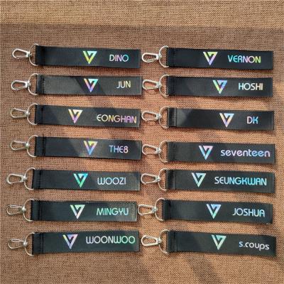 China Fan Collection Wholesale KPOP Idol Merchandise Colorful SEVENTEEN Names Laser Bar Phone Lanyard for sale