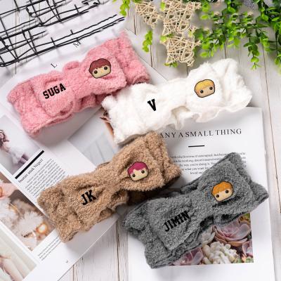 China KPOP Bangtan Boys Wholesale KPOP Idol Merchandise Cartoon Bangtan Boys Headware Cute Printed Headband Wholesale for sale