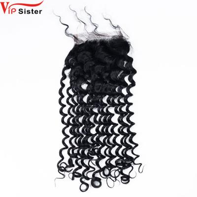 China Factory Price Hd Factory Wholesale Raw Indian Thin Invisible Lace Closure Human Hair Deep Curly 5x5 Virgin Hair Invisible Lace for sale