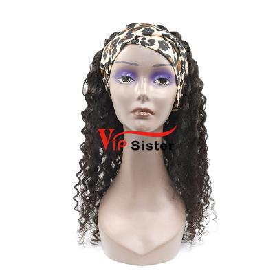 China 100% Hair New Arrival Deep Curly Headband Wig For Black Women Hair None Lace Wigs Hair Machine Made Wigs for sale